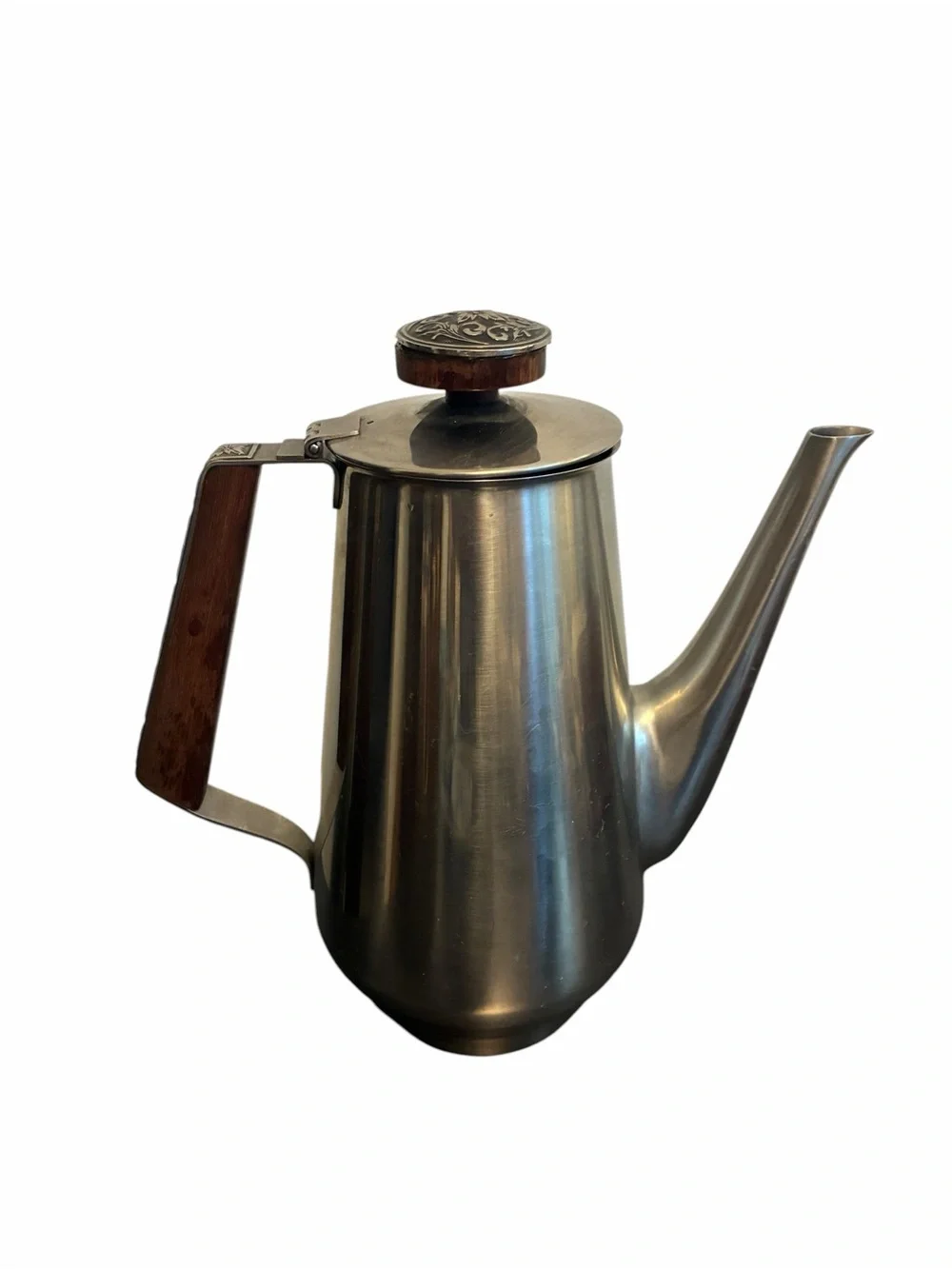 International  MCM Stainless Steel Coffee Pot and Creamer Set Wood Handle